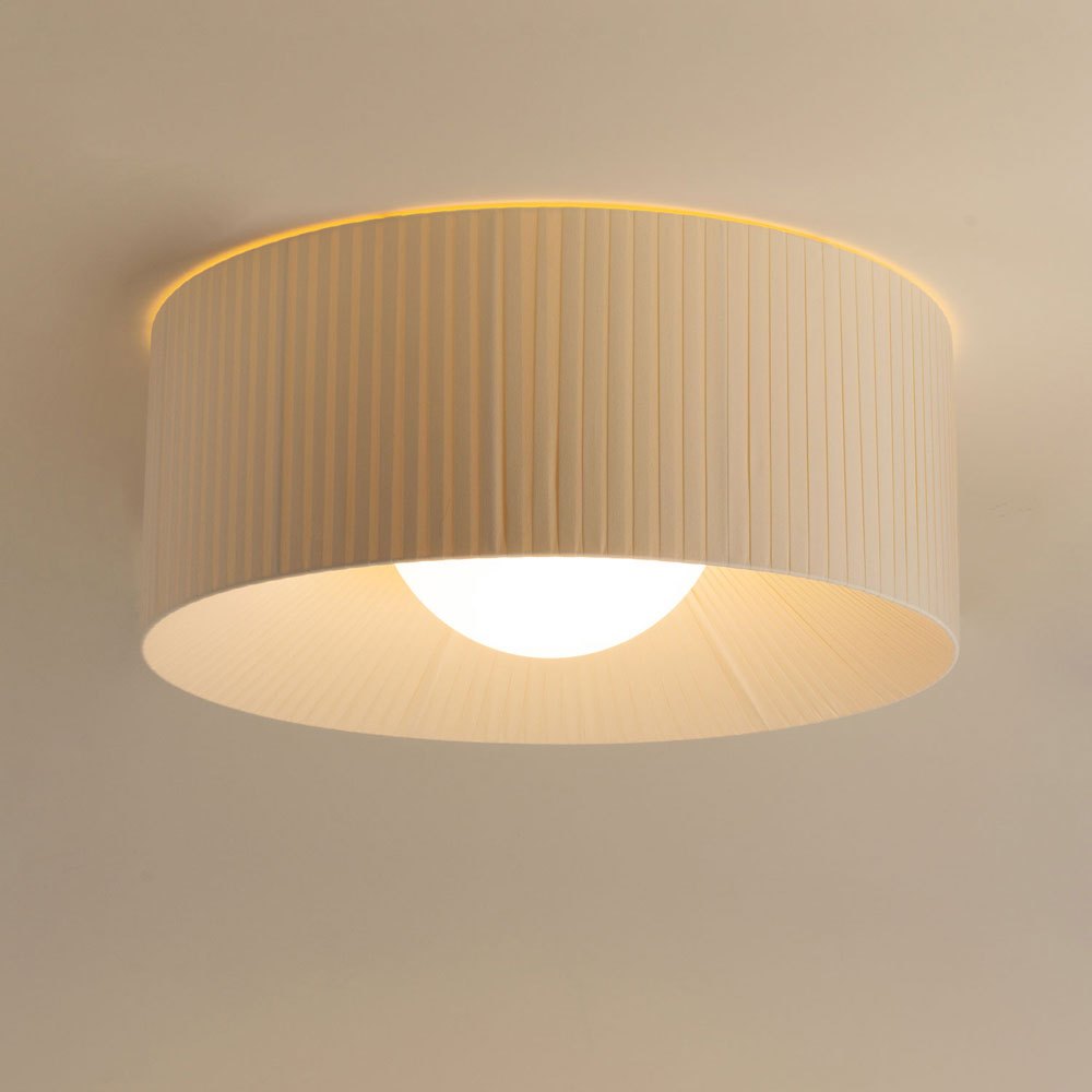 [6719+3719] Ceiling lamp 6719+3719 MLN Lap 80 C white, natural white wrapped-pleat shade