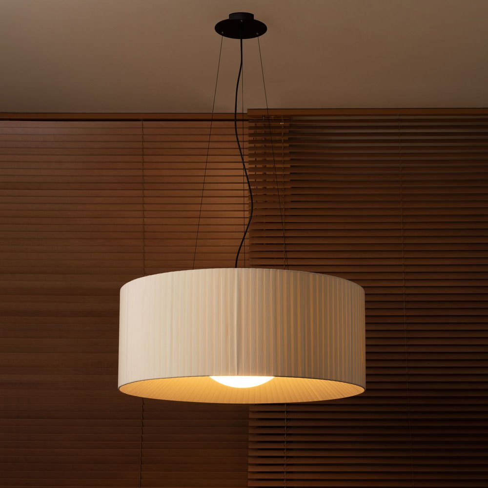 [6719+3719+2719] Lampada a sospensione 6719+3719+2719 MLN Lap 80 S, bianca, plissettata avvolta, bianco naturale