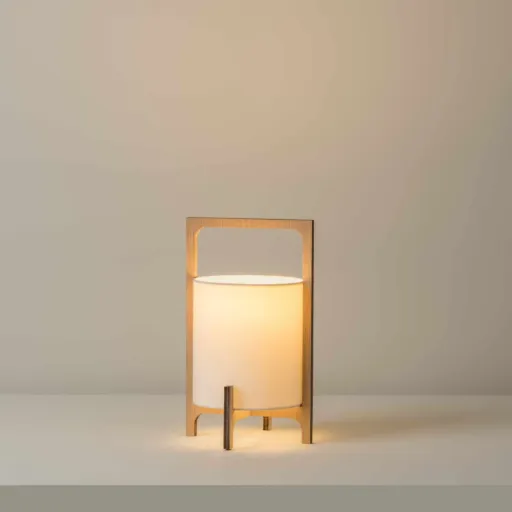 Lampe de table 7065 MLN Khun 36 T, frêne, abat-jour crème