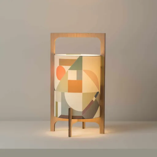 Lampe de table 7112 MLN Khun 54 T, frêne, abat-jour Pop clair